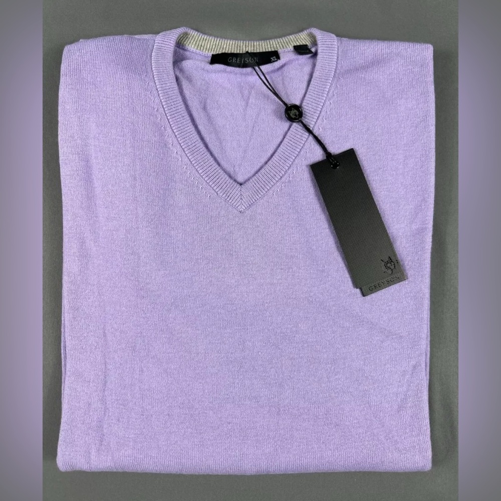 Greyson Golf Sweater Cheyenne V-Neck XL Windflower Purple Nylon Wool Acrylic